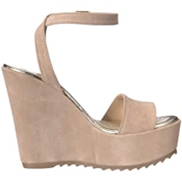 Cordani Made in ITALY Ophelia Nude Beige Suede Wedge Platform Sandals 39 - Picture 2 of 13